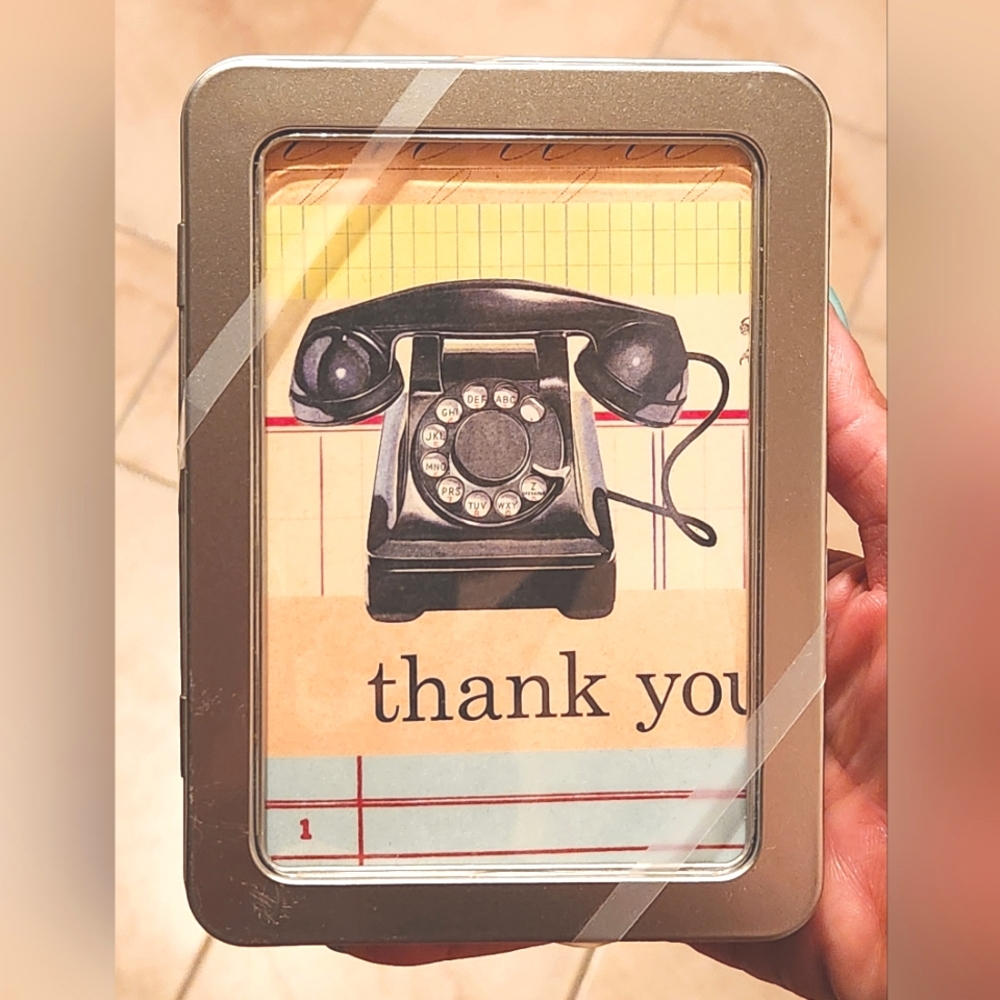 Cavallini & Co Thank You Cards-- 10 Cards & Envelopes In Metal Tin